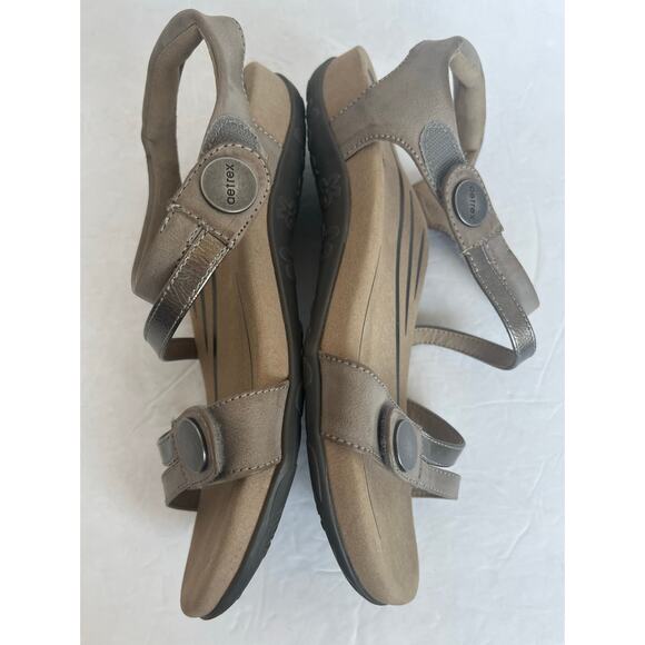 AETREX JESS Smoke Brown Adjustable Quarter Strappy Orthopedic Comfort Sandals 10 - Picture 6 of 11